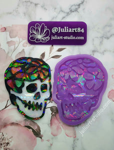 5.5 inch HOLO Floral Skull Silicone Mold for Resin