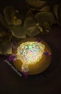 4.2 inch Resin Crystal Sea Turtle in Blue and Purple with Irredescent Shell