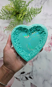 4.5 inch HOLO Crystal Edge  (HEART) Silicone Mold for Resin casting