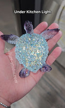 Load image into Gallery viewer, 4.2 inch Resin Crystal Sea Turtle in Blue and Purple with Irredescent Shell
