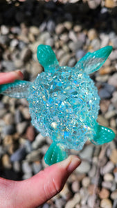 4.2 inch Resin Crystal Sea Turtle in Green