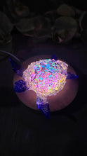 Load image into Gallery viewer, 4.2 inch Resin Crystal Sea Turtle in Saphire/Purple with Irredescent Shell
