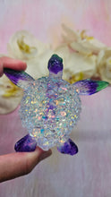 Load image into Gallery viewer, 4.2 inch Resin Crystal Sea Turtle in Green/Purple with Irredescent Shell
