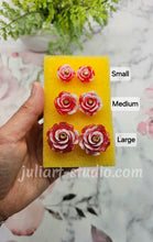 Load image into Gallery viewer, Small/ Medium/ Large 3D Rose Earrings Silicone Mold for Resin
