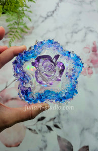 4.5 inch HOLO Crystal Edge Flower Dish Silicone Mold for Resin casting