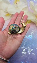 Load image into Gallery viewer, ONE Large Resin Snail with Irredescent Shell (Golden body)
