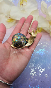 ONE Large Resin Snail with Irredescent Shell (Golden body)