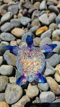 Load image into Gallery viewer, 4.2 inch Resin Crystal Sea Turtle in Saphire/Purple with Irredescent Shell
