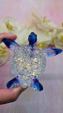 Load image into Gallery viewer, 4.2 inch Resin Crystal Sea Turtle in Saphire/Purple with Irredescent Shell
