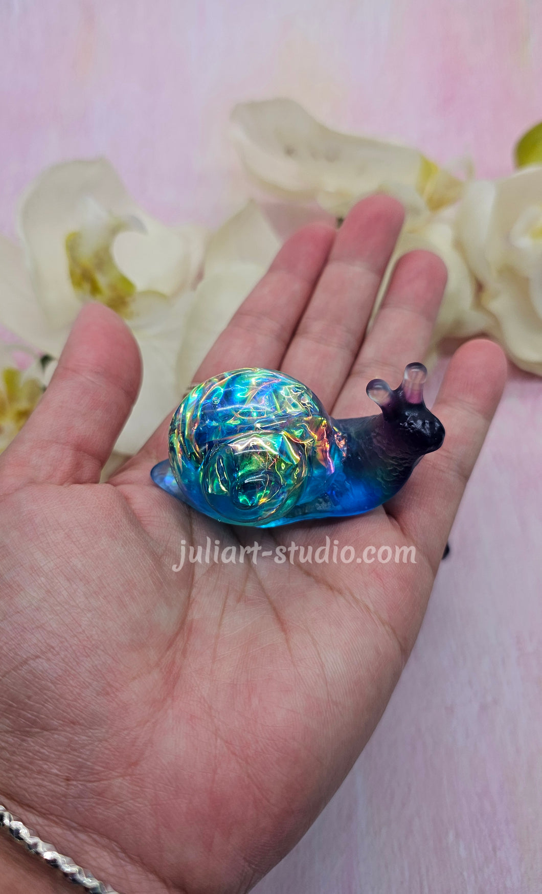 ONE Large Resin Snail with Irredescent Shell (in Blue/Purple body)