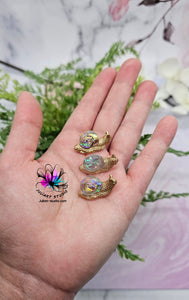 (Set of 3) Mini Resin Snails with Irredescent Shells