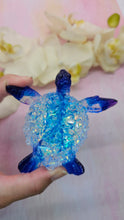 Load image into Gallery viewer, 4.2 inch Resin Crystal Sea Turtle in Saphire/Purple with Irredescent Shell
