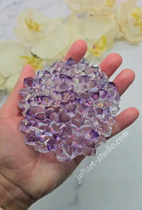 4 inch Resin Crystal Dahlia - in Amethyst (Including LED Light Base)