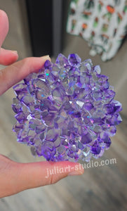 4 inch Resin Crystal Dahlia - in Amethyst (Including LED Light Base)