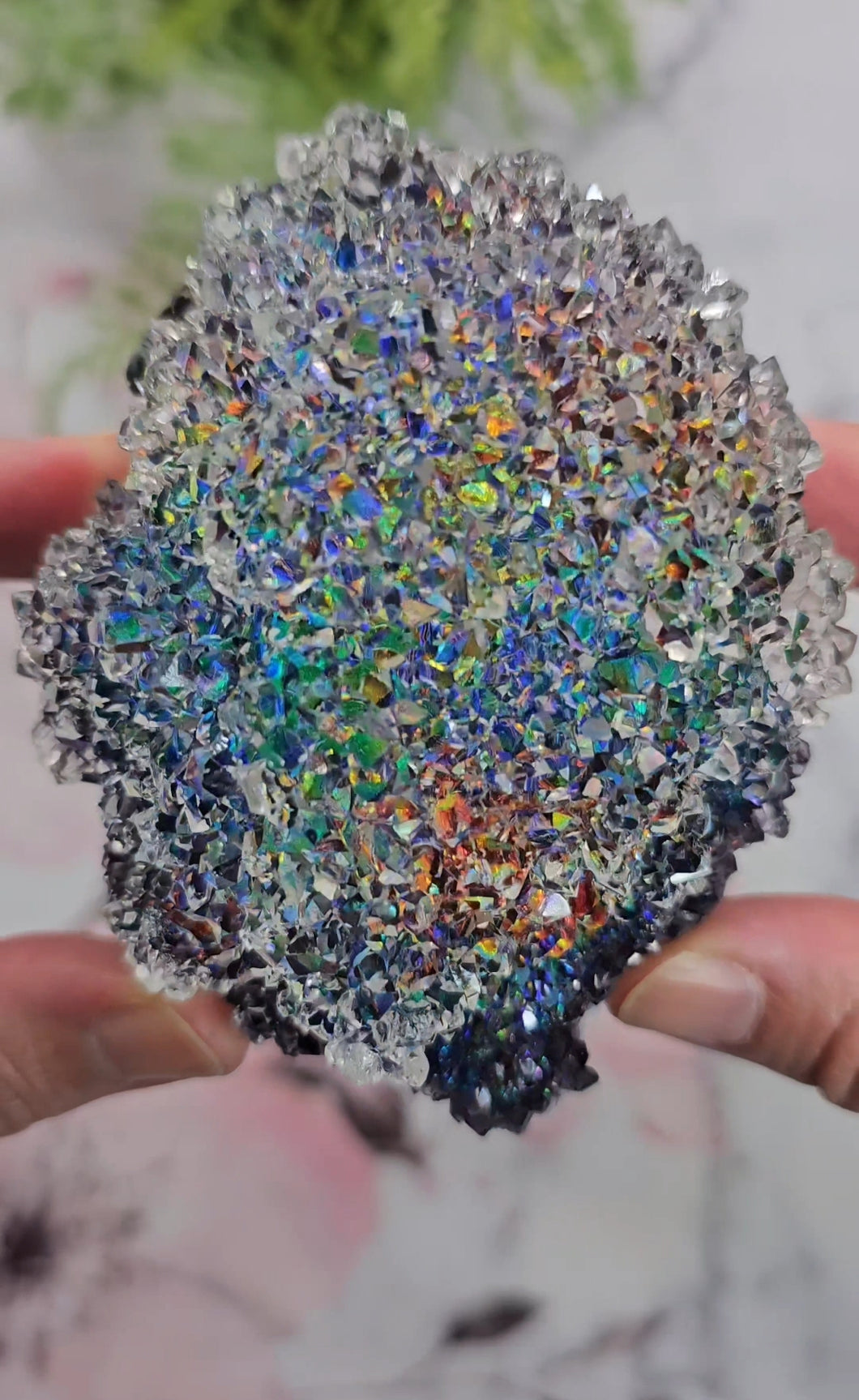 Custom Listing - Dichroic Crystal and Moon Dome on LED Light Base