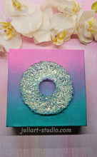 Load image into Gallery viewer, 6x6 inch Crystal Donut Resin Art on Canvas

