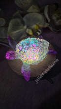 Load image into Gallery viewer, 4.2 inch Resin Crystal Sea Turtle in Light Blue and Purple with Irredescent Shell
