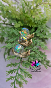 (Set of 3) Mini Resin Snails with Irredescent Shells