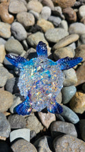 Load image into Gallery viewer, 4.2 inch Resin Crystal Sea Turtle in Saphire/Deep Purple with Irredescent Shell
