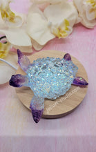 Load image into Gallery viewer, 4.2 inch Resin Crystal Sea Turtle in Blue and Purple with Irredescent Shell
