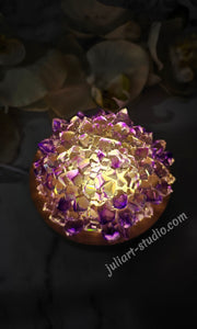 4 inch Resin Crystal Dahlia - in Amethyst (Including LED Light Base)