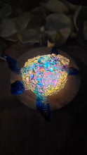 Load image into Gallery viewer, 4.2 inch Resin Crystal Sea Turtle in Saphire/Deep Purple with Irredescent Shell
