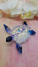 Load image into Gallery viewer, 4.2 inch Resin Crystal Sea Turtle in Saphire/Deep Purple with Irredescent Shell
