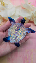 Load image into Gallery viewer, 4.2 inch Resin Crystal Sea Turtle in Saphire/Deep Purple with Irredescent Shell

