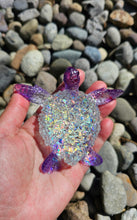 Load image into Gallery viewer, 4.2 inch Resin Crystal Sea Turtle in Purple with Irredescent Shell
