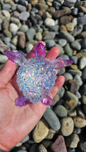 Load image into Gallery viewer, 4.2 inch Resin Crystal Sea Turtle in Light Blue and Purple with Irredescent Shell
