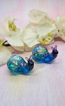 Load image into Gallery viewer, ONE Large Resin Snail with Irredescent Shell (in Blue/Purple body)
