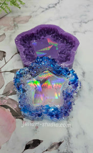 4.5 inch HOLO Crystal Edge Flower Dish Silicone Mold for Resin casting