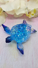 Load image into Gallery viewer, 4.2 inch Resin Crystal Sea Turtle in Saphire/Purple with Irredescent Shell
