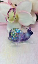 Load image into Gallery viewer, ONE Large Resin Snail with Irredescent Shell (Purple body)
