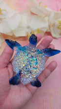 Load image into Gallery viewer, 4.2 inch Resin Crystal Sea Turtle in Saphire/Deep Purple with Irredescent Shell

