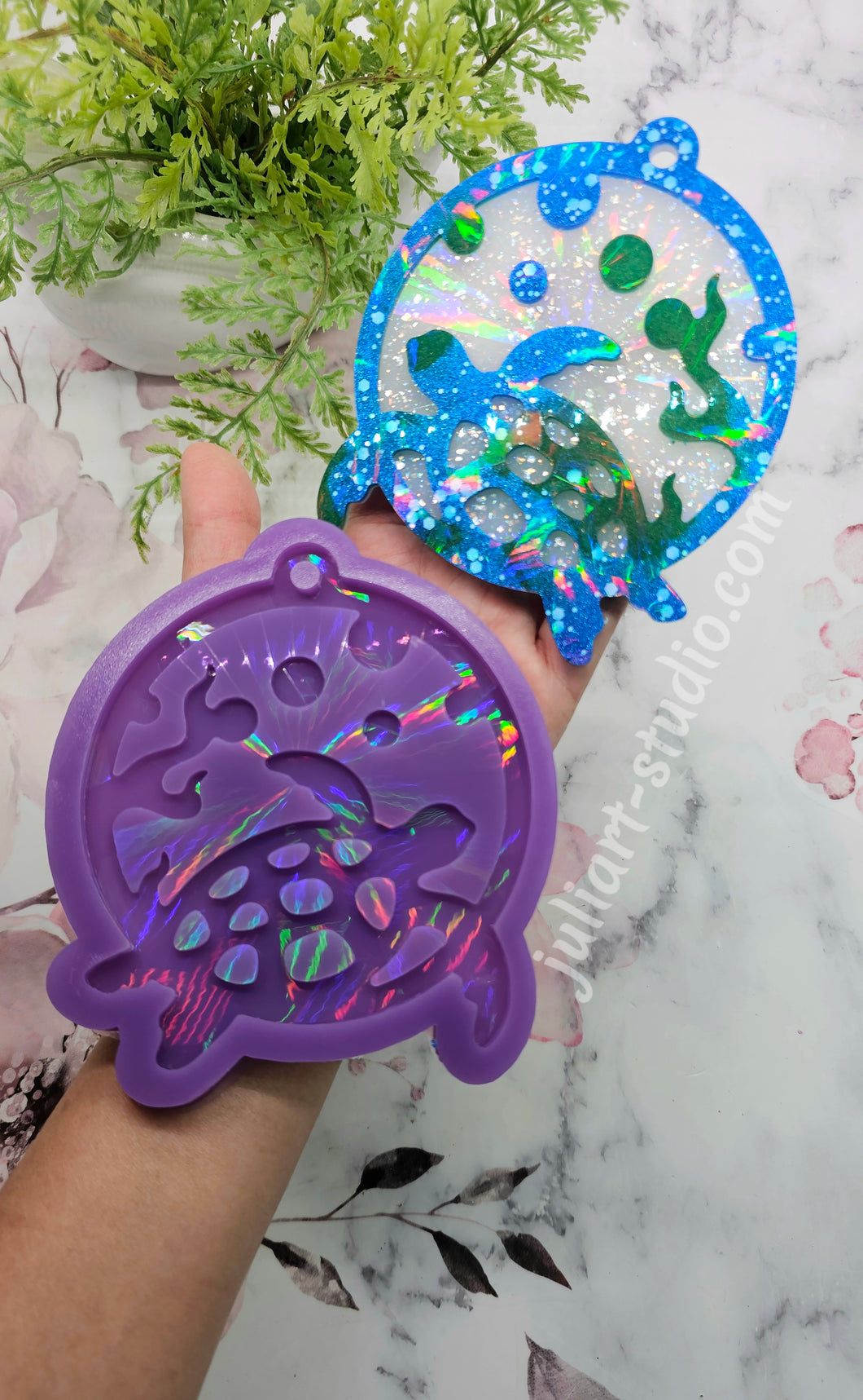 4.75 inch HOLO Bauble SEA TURTLE Silicone Mold for Resin