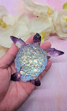 Load image into Gallery viewer, 4.2 inch Resin Crystal Sea Turtle in Purple with Irredescent Shell
