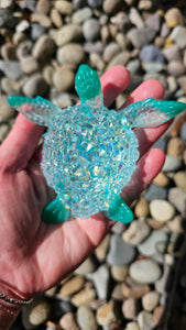 4.2 inch Resin Crystal Sea Turtle in Green