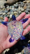 Load image into Gallery viewer, 4.2 inch Resin Crystal Sea Turtle in Saphire/Purple with Irredescent Shell
