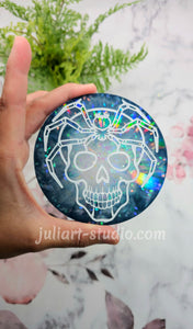 4 inch Round HOLO Spider Skull Silicone Mold for Resin