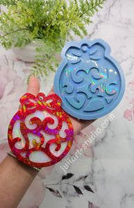 4.25 inch HOLO Bauble Ornament (Style 1) Silicone Mold for Resin