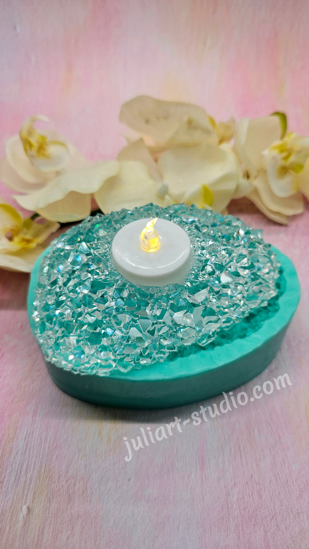 5 inch Crystal Pebble Rock Tealight Holder Silicone Mold for Resin casting