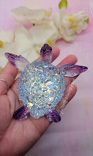 Load image into Gallery viewer, 4.2 inch Resin Crystal Sea Turtle in Blue and Purple with Irredescent Shell
