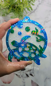 4.75 inch HOLO Bauble SEA TURTLE Silicone Mold for Resin