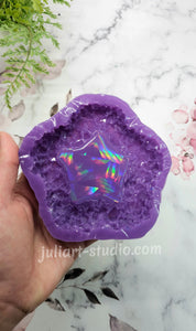 4.5 inch HOLO Crystal Edge Flower Dish Silicone Mold for Resin casting