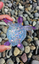 Load image into Gallery viewer, 4.2 inch Resin Crystal Sea Turtle in Light Blue and Purple with Irredescent Shell
