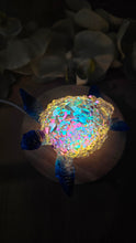 Load image into Gallery viewer, 4.2 inch Resin Crystal Sea Turtle in Saphire/Deep Purple with Irredescent Shell
