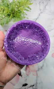 4.5 inch Round Crackled Crystal Edge Silicone Mold for Resin casting