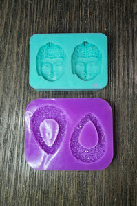 USED BGRADE - Earrings Bundle of 2 ( 3D Budha and Druzy Teardrop)