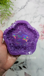 4.5 inch HOLO Crystal Edge Flower Dish Silicone Mold for Resin casting